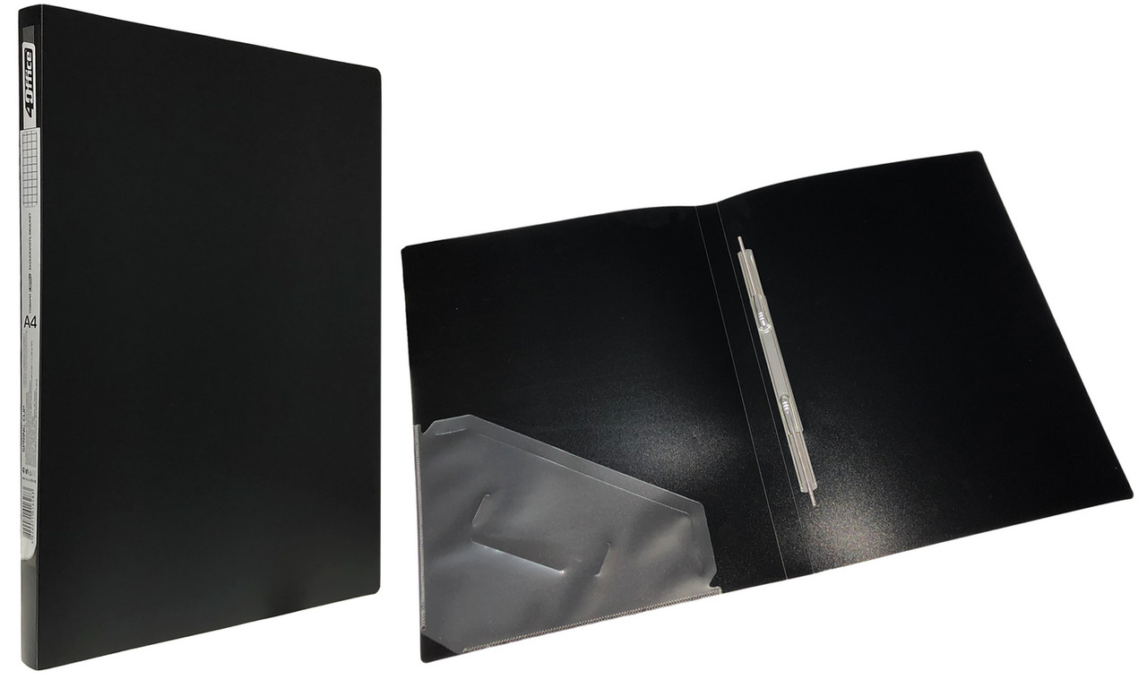 Папка-швидкозшивач 4OFFICE (4-213-09), Clip A, А4, PP, 500 мкм., чорна